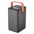 HOCO J142 Power bank with Ultra Large 100,000mAh capacity, 22.5W PD20W Dual Type-C port input, Single Type-C and 6 × USB-A Ports Outputs, LED Digital Display of Power Level, Indicator of Fast Charging, With LED Lamp and Handle - Black